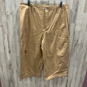 Vintage Spartelle Khaki Wide Leg Linen Cotton Capri Pants Womens 16 Y2K